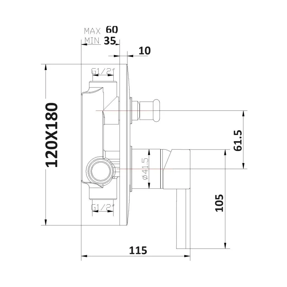 Composizione di miscelatori per lavabo incasso, bidet e doccia 2 vie serie Fire ottone cromato per Modelli Briggs & Stratton