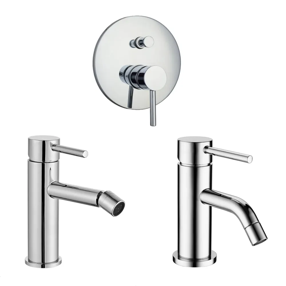 Cuscinetto Reggispinta Composizione di miscelatori per lavabo, bidet e doccia 2 vie Moon ottone cromato