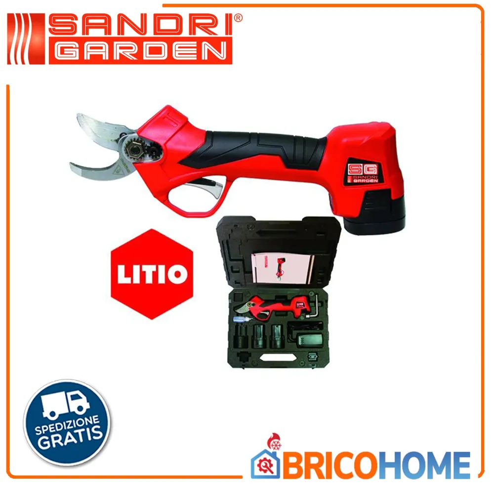 Forbici per potatura Brushless Sandri Garden SG-FP LI - con 2 batterie 14,4V 2Ah on Sale Made Italy