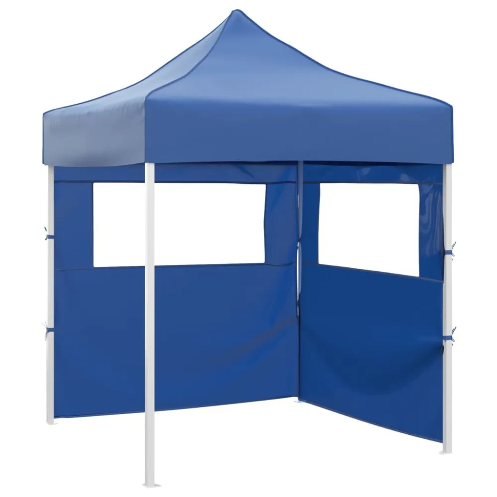 Gazebo Pieghevole Professionale 2 Pareti 2x2m Acciaio Blu OEM Part