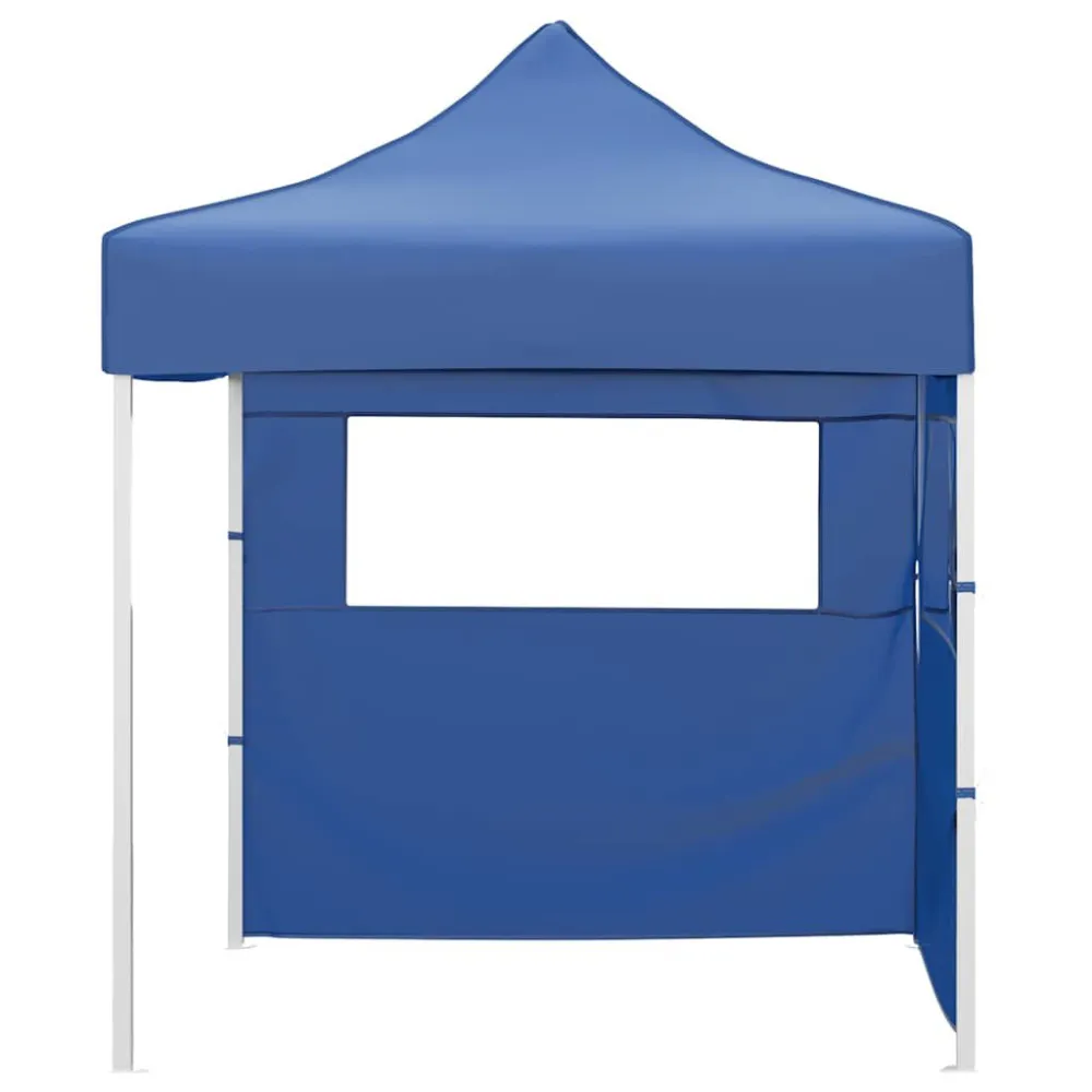 Gazebo Pieghevole Professionale 2 Pareti 2x2m Acciaio Blu OEM Part