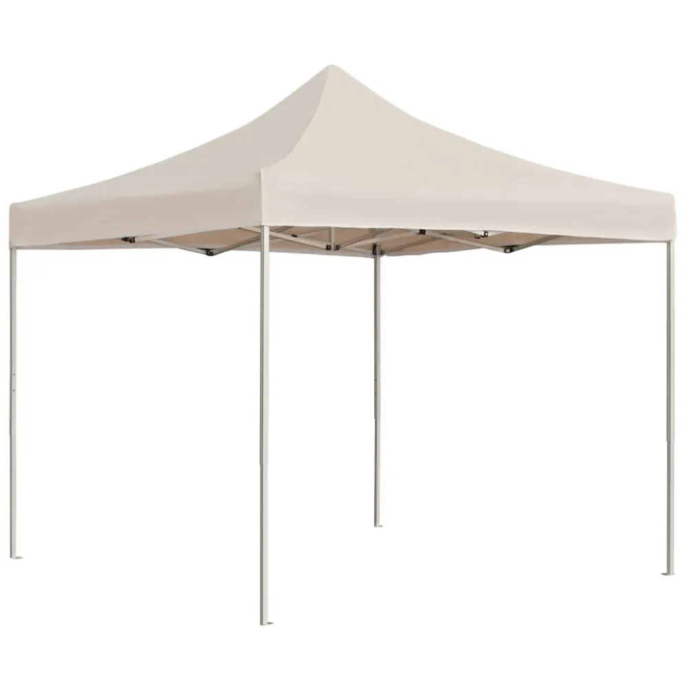 Gazebo Professionale Pieghevole Alluminio 2x2 m Crema per Tagliaerba Spinta
