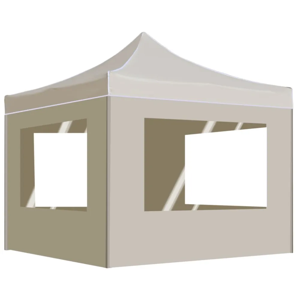 Gazebo Professionale Pieghevole Alluminio con Pareti 2x2m Crema | Facile Installazione |