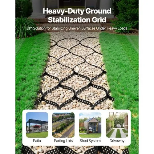2 Gravel Grid Permeable Grass and Ground Stabilizer Driveways RV Parking Slopes (16.4 × 6.5 FT)