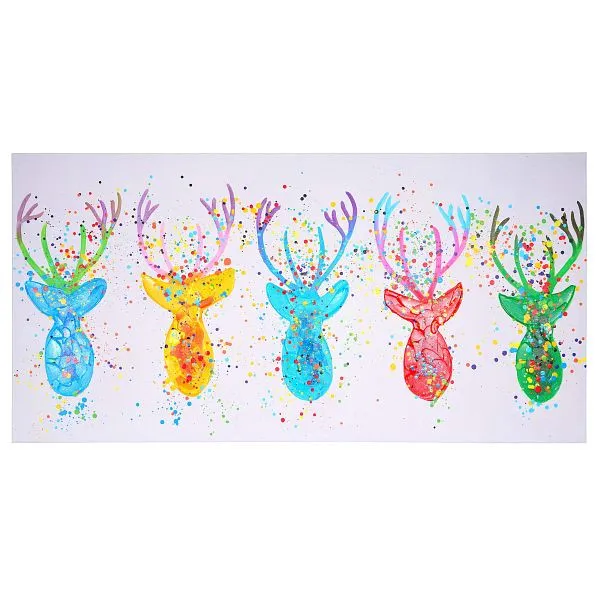 Mendler dipinto olio cervo II pittura murale dipinta mano al 100% XL 140x70cm 51281 per Tagliasiepi