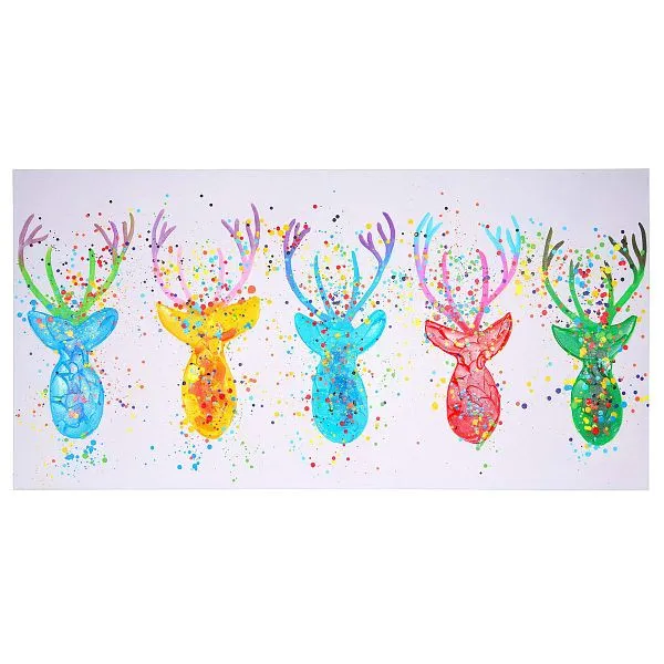 Mendler dipinto olio cervo II pittura murale dipinta mano al 100% XL 140x70cm 51281 per Tagliasiepi