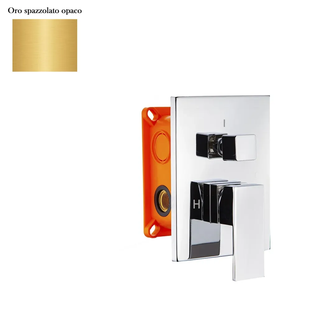Miscelatore incasso 2 vie con pratico box e cartuccia 40 oro spazzolato