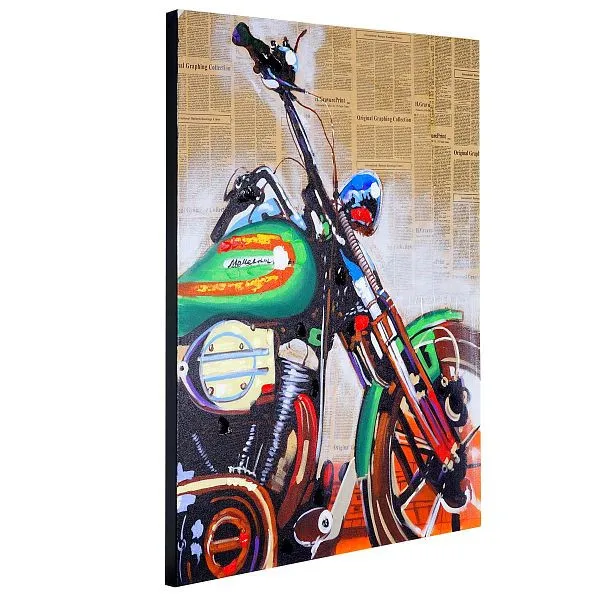 Motocicletta con pittura olio Mendler pittura murale dipinta mano al 100% XL 100x80cm 51270