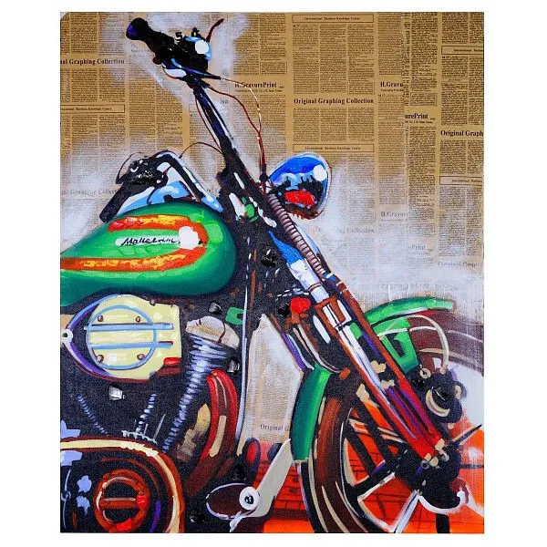 Motocicletta con pittura olio Mendler pittura murale dipinta mano al 100% XL 100x80cm 51270