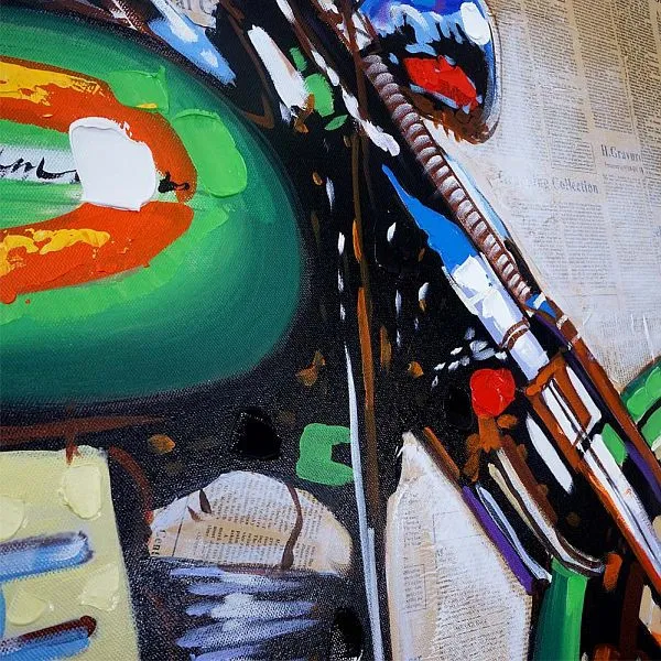 Motocicletta con pittura olio Mendler pittura murale dipinta mano al 100% XL 100x80cm 51270