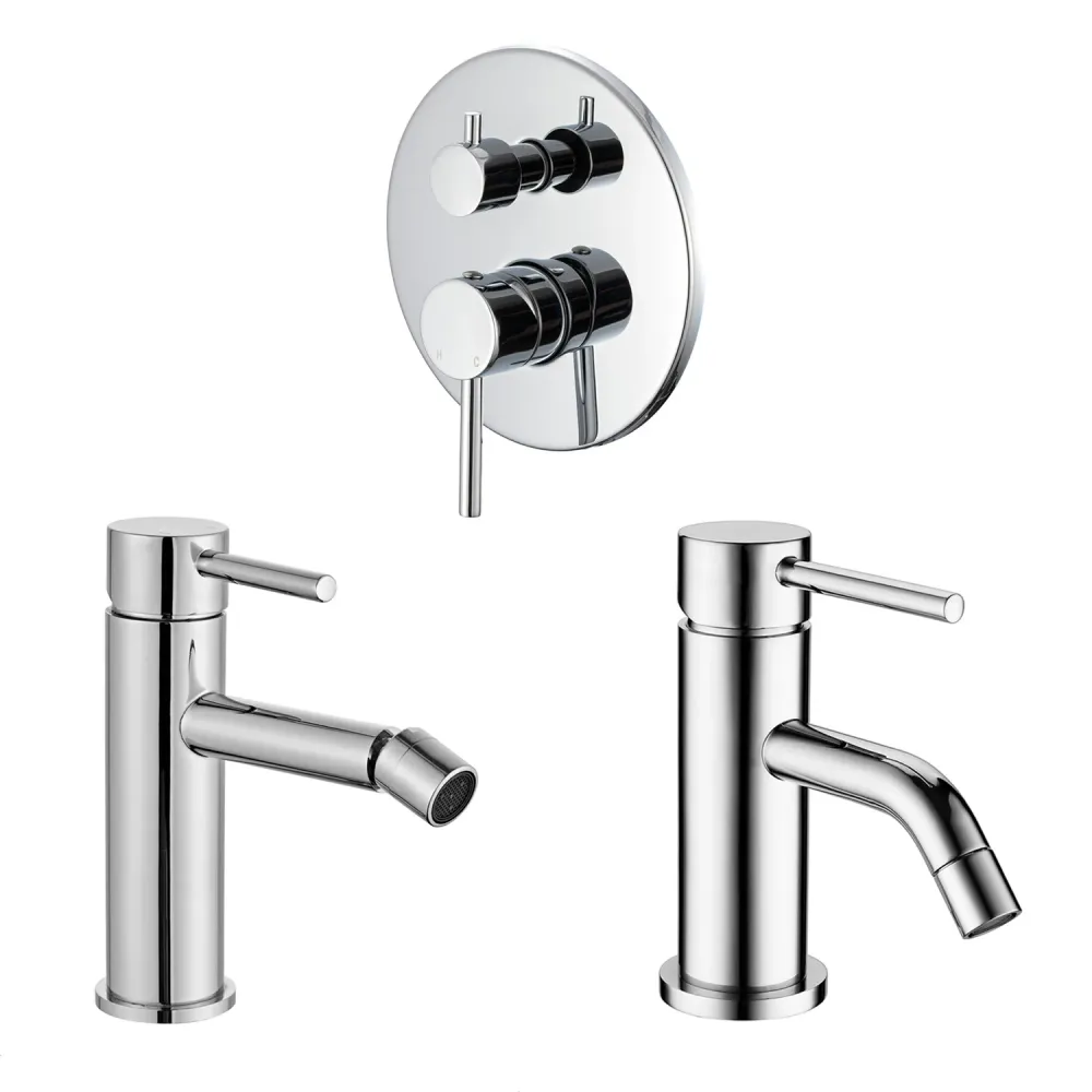 Puleggia di Ricambio Composizione di miscelatori per lavabo, bidet e doccia 2 vie con pratico box Moon ottone cromato