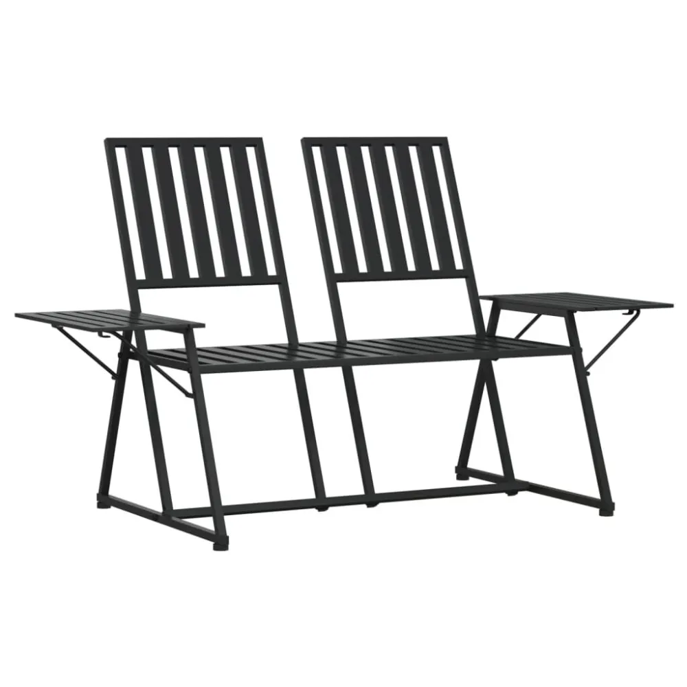 Robusto per Uso Intensivo Panca da Giardino 2 Posti 165 cm Nera Acciaio
