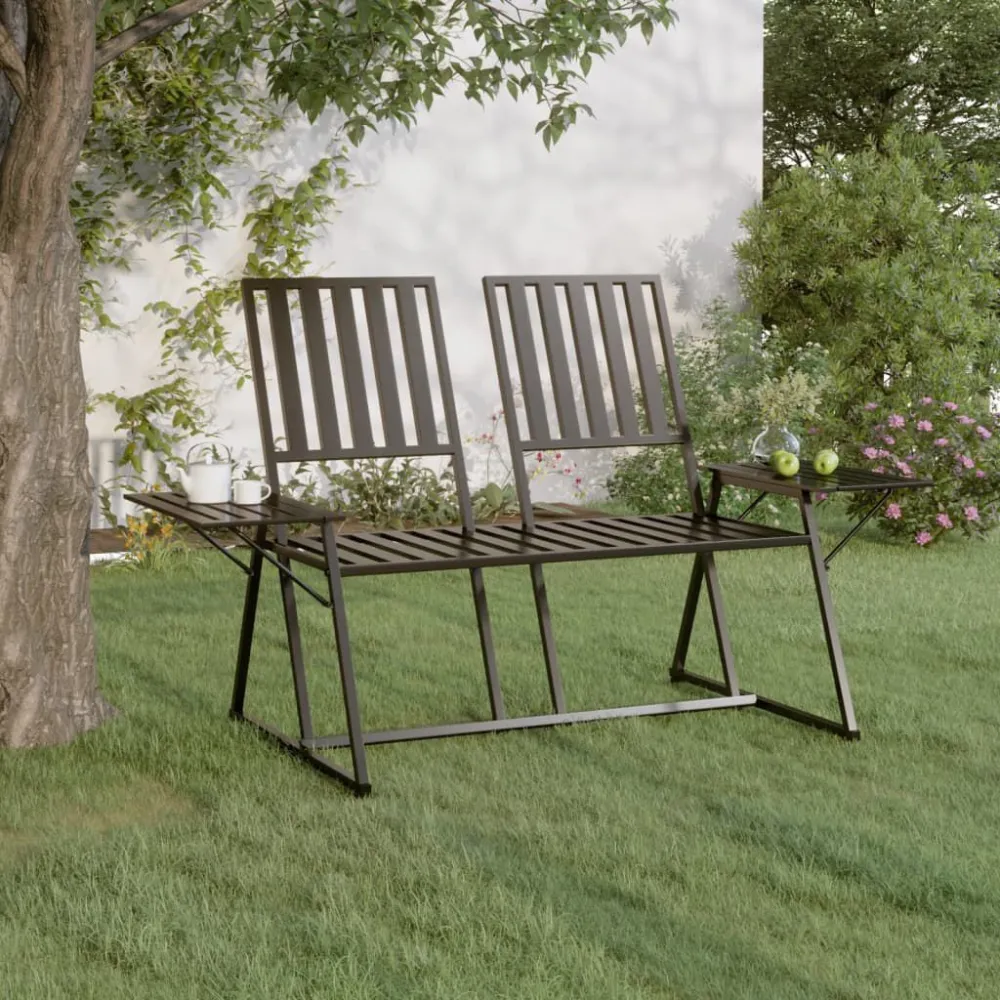 Robusto per Uso Intensivo Panca da Giardino 2 Posti 165 cm Nera Acciaio