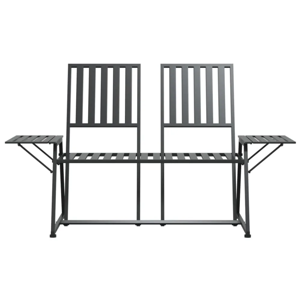 Robusto per Uso Intensivo Panca da Giardino 2 Posti 165 cm Nera Acciaio
