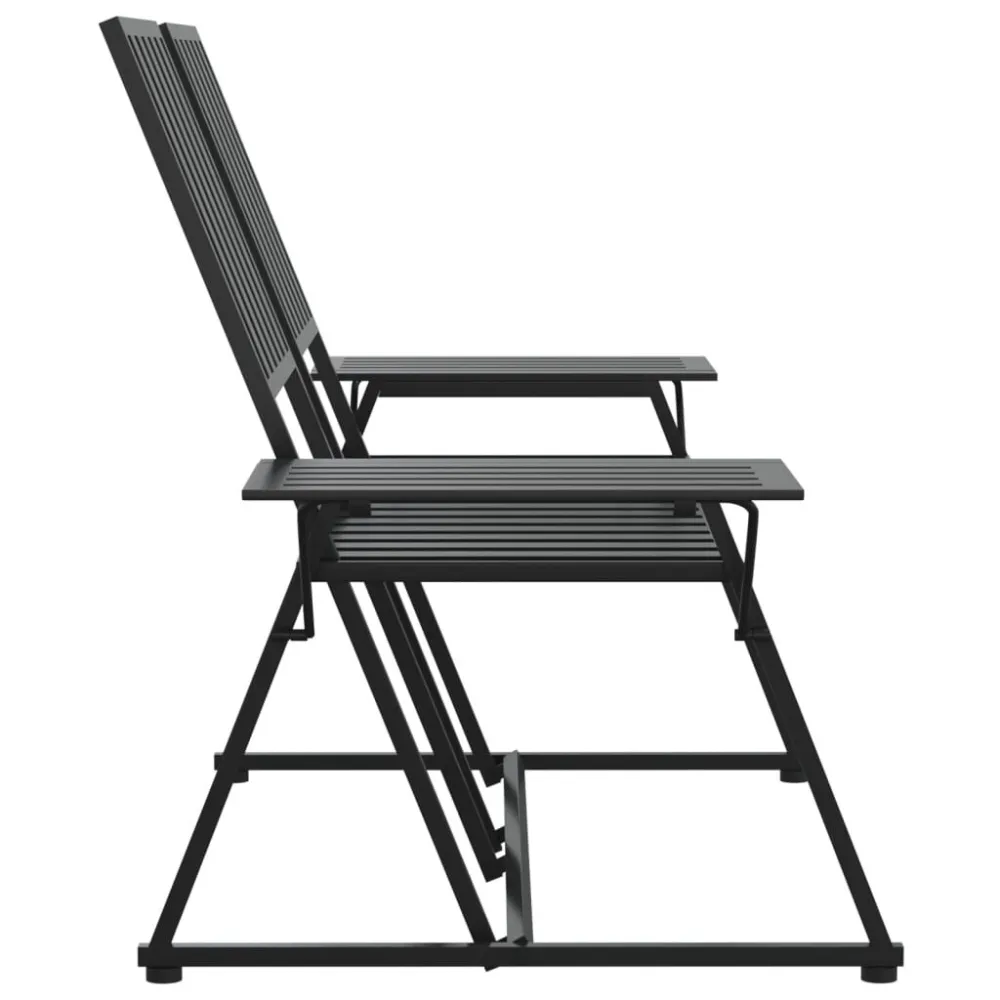 Robusto per Uso Intensivo Panca da Giardino 2 Posti 165 cm Nera Acciaio