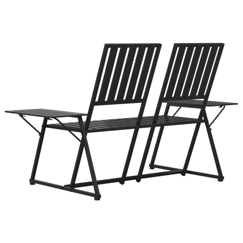 Robusto per Uso Intensivo Panca da Giardino 2 Posti 165 cm Nera Acciaio