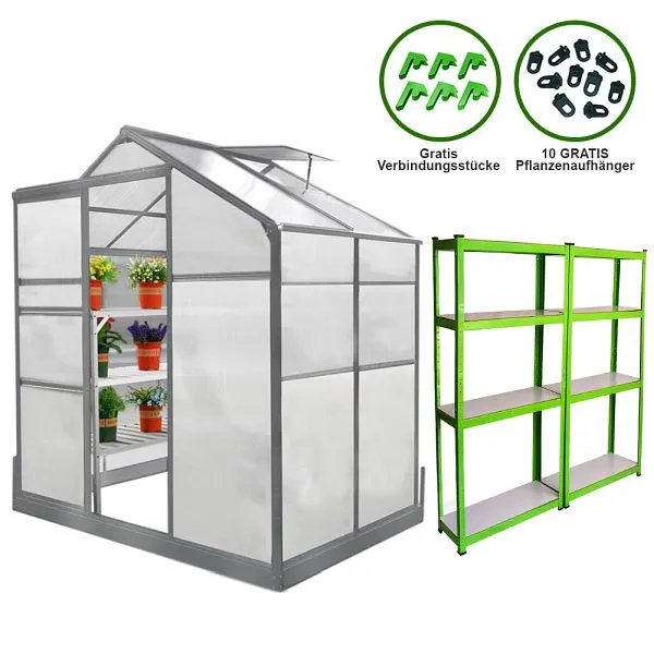 Serra Monster 18 x 12 m con pavimento e 2 ripiani 26214 - Ricambio Universale