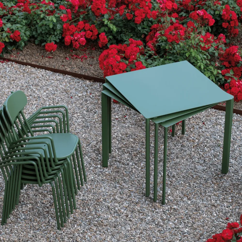 Tavolo elevato quadrato metallo "Fox2" per giardino impilabile cm 60x60 110h per Modelli Briggs & Stratton