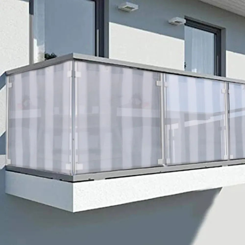 Frangivista Copertura Tenda Balcone 0,75x6 M Righe Bianche e Grigie Coprente