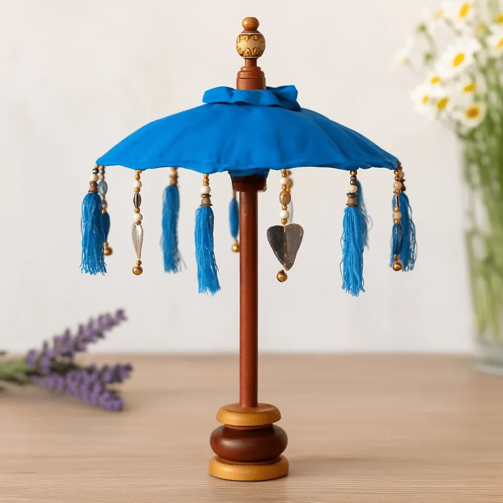 Parasole decorativo turchese cotone 40cm