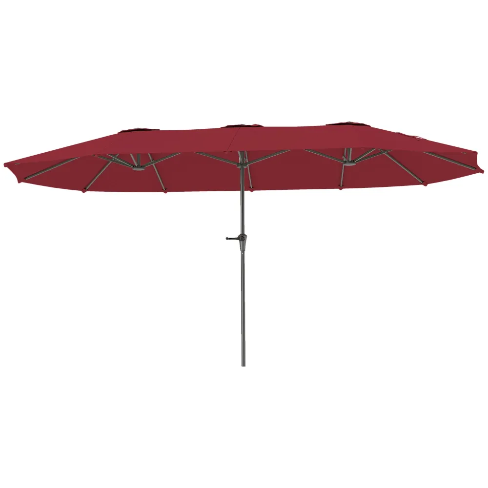 Ombrellone Doppio da Giardino 400x220x234H cm con Prese d'Aria e Manovella Nero e Rosso