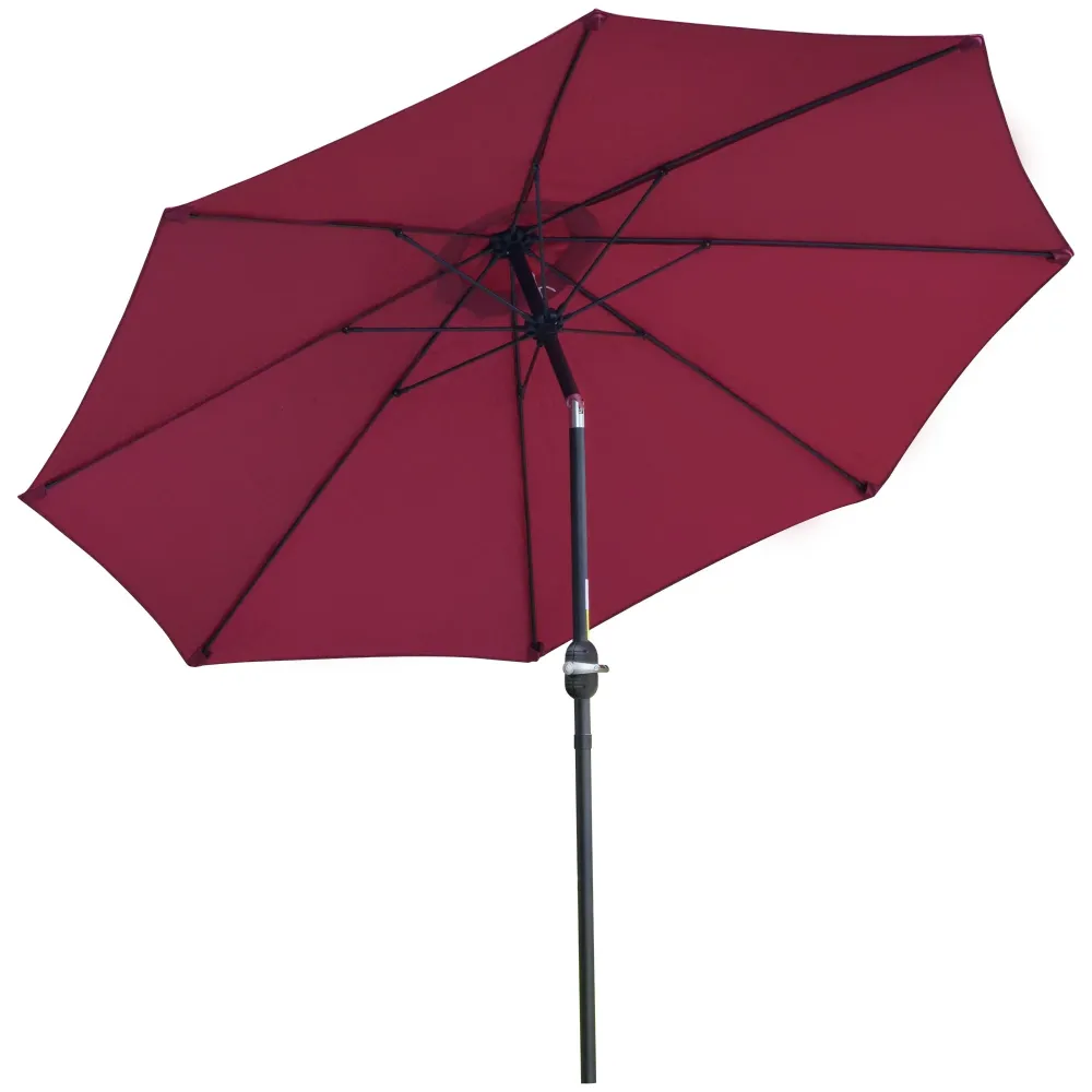 Ombrellone Rotondo e Regolabile Ø265x240 cm Poliestere Metallo e Fibra di Vetro Rosso e Nero