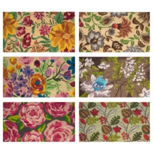 ZERBINO COCCO DECORO FIORI ASSORTITI MIS: 70X40 TAPPETO INTERNOED ESTERNO BASE ANTISCIVOLO