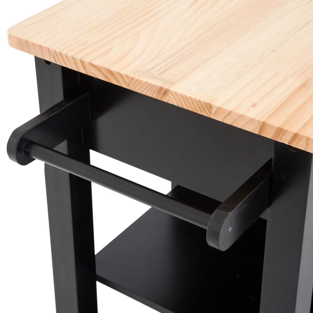 Mobile da Cucina con Cassetti Legno Nero 101.5x50x90 cm
