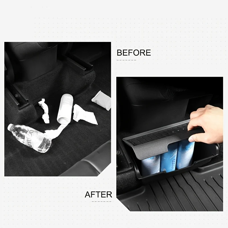 Tesla Model Y Juniper 2025 Box di stoccaggio dei sedili posteriori, ABS+TPE sotto l'organizzatore inferiore dell'aria, Str...