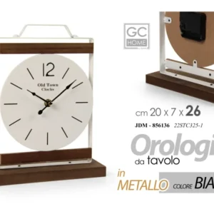 Orologio da tavolo metallo colore bianco 20x7x26cm