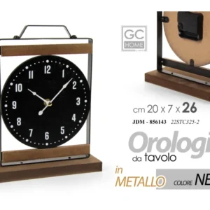 Orologio da tavolo metallo colore nero 20x7x26cm