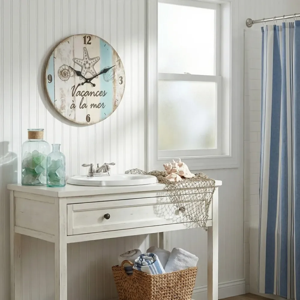 Orologio da Muro Vacances à la Mer Ø30 cm Stile Marino Shabby Chic