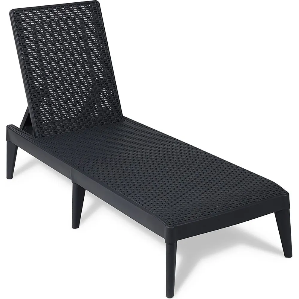 TOOMAX - Lettino da esterno Numana Effetto Rattan Antracite con schienale regolabile - h29x186x60 cm