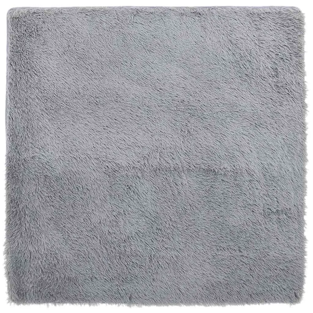 Tappeto Shaggy Pelo Lungo NAVARRA Grigio Chiaro 120x120 cm