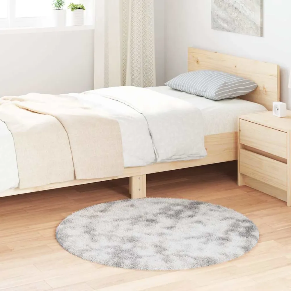 Tappeto Shaggy Pelo Lungo NAVARRA Grigio Argento 100x100cm