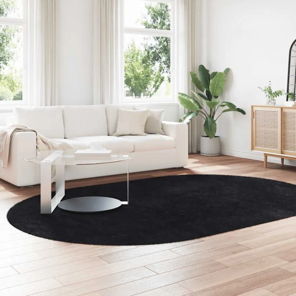 Tappeto Shaggy Pelo Lungo NAVARRA Nero 300x200 cm poliestere