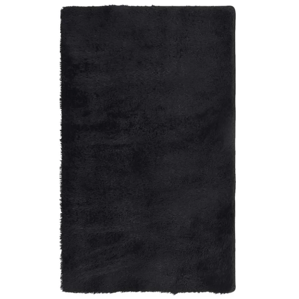 Tappeto Shaggy Pelo Lungo NAVARRA Nero 60x100 cm poliestere