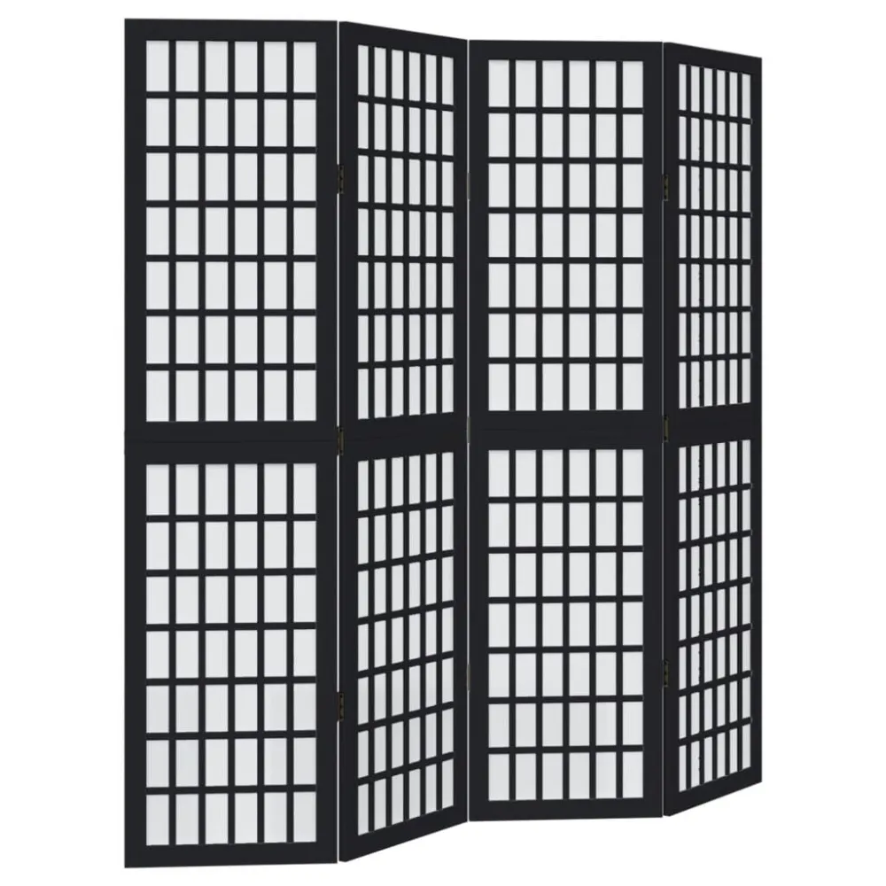Antigelo Premium Divisorio Ambienti 4 Pannelli Nero Legno Massello di Paulownia