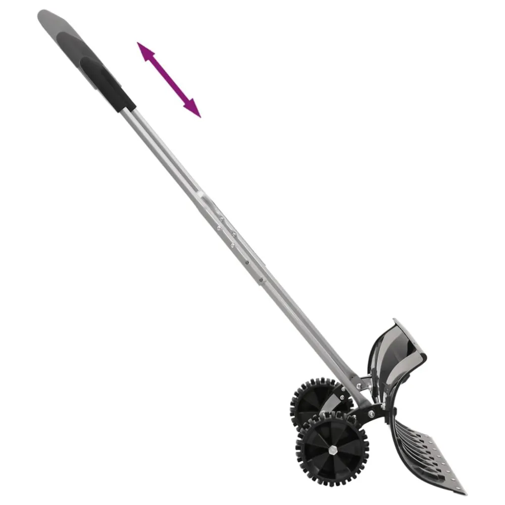 Robusto Professionale Pala da Neve con Manico Allungabile Nero 66cm Lama Acciaio