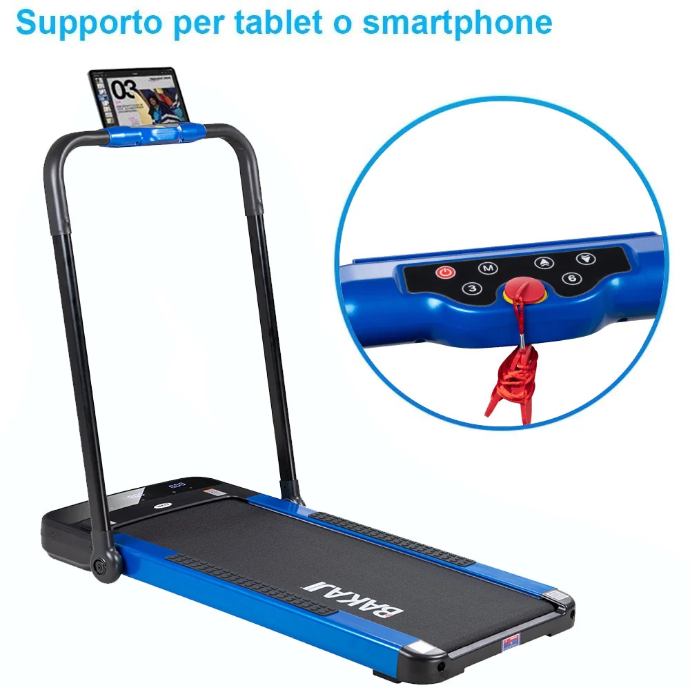 Pedana Tapis Roulant Elettrico con Corrimano Pieghevole e Bracciale Telecomando