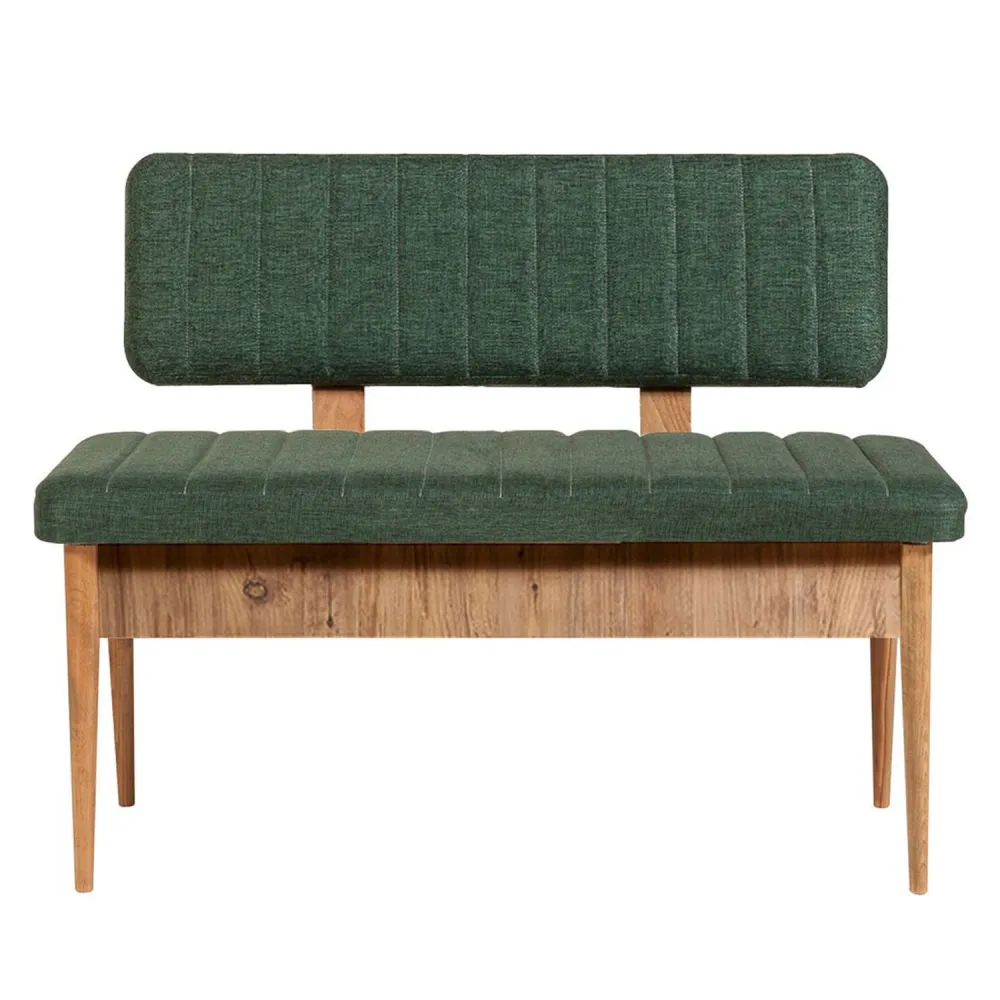 Capiente Multifunzione Panca imbottita con schienale L110cm Scamnum Legno palese e tessuto verde bosco