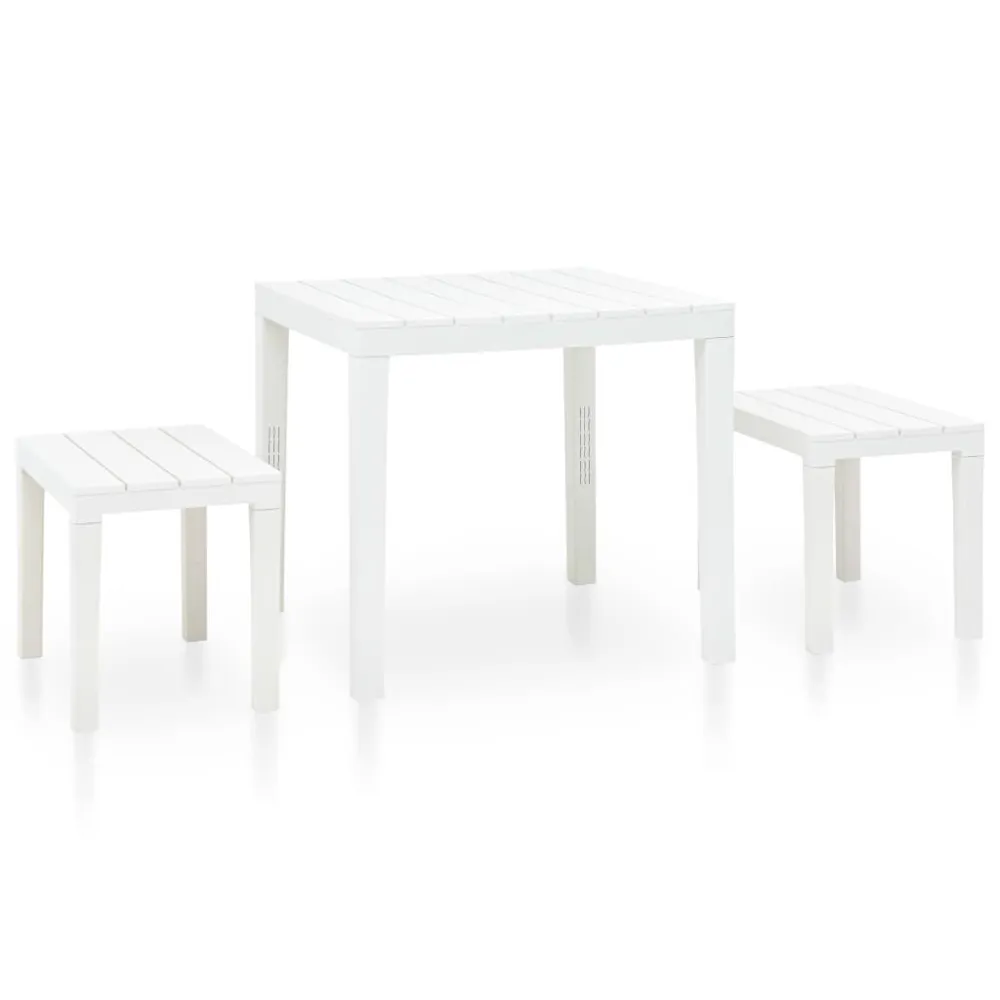 Capiente Multifunzione Tavolo da Giardino con 2 Panche Plastica Bianco