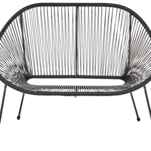 Garden Bench ACAPULCO PE Rattan Nero puro
