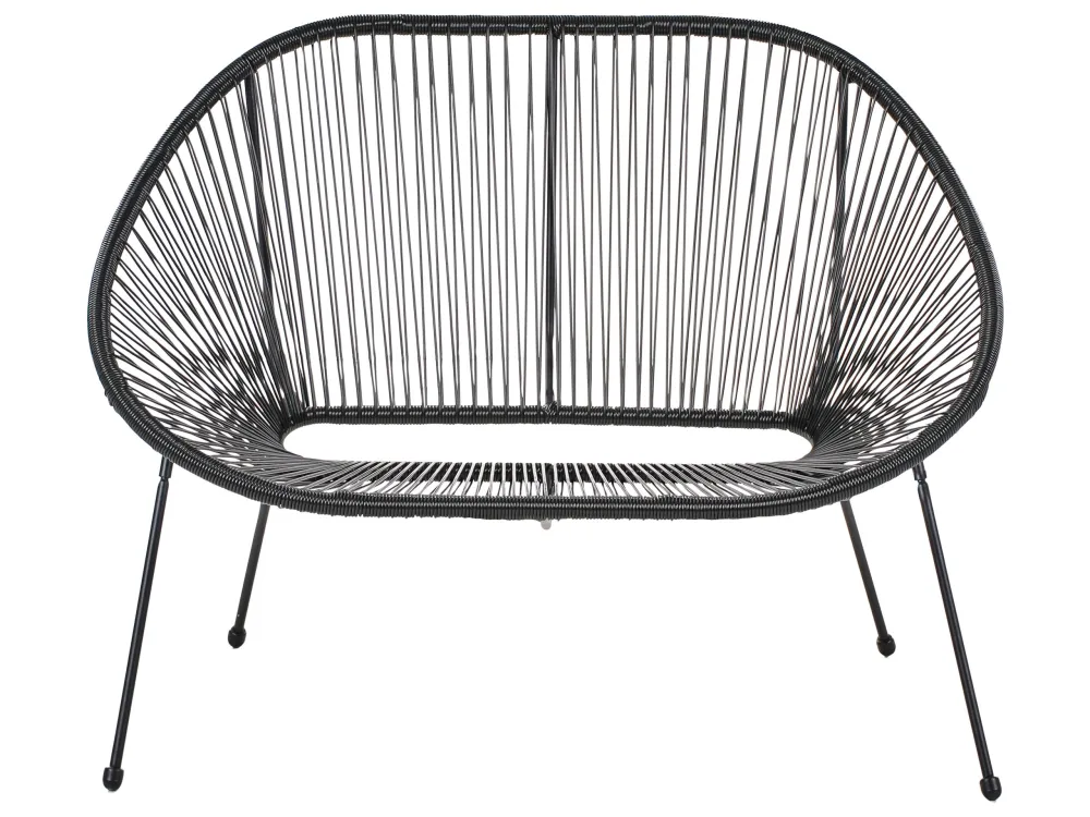 Garden Bench ACAPULCO PE Rattan Nero puro