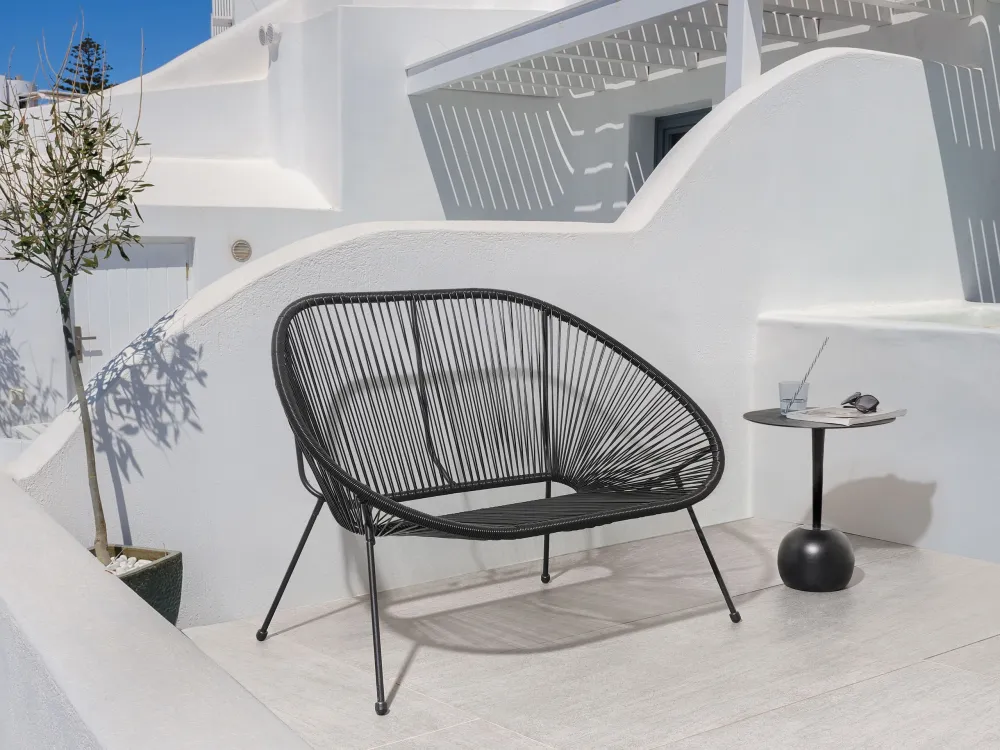 Garden Bench ACAPULCO PE Rattan Nero puro