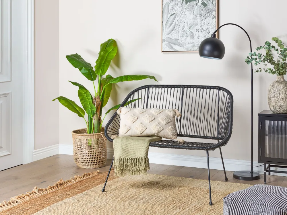 Garden Bench ACAPULCO PE Rattan Nero puro