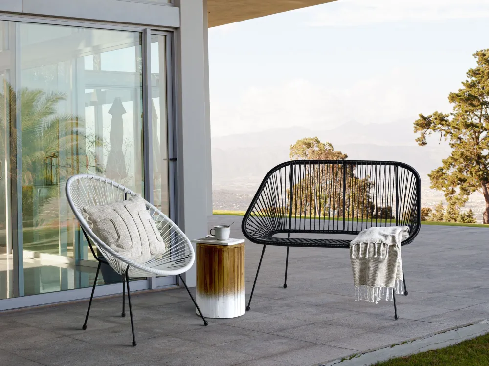 Garden Bench ACAPULCO PE Rattan Nero puro