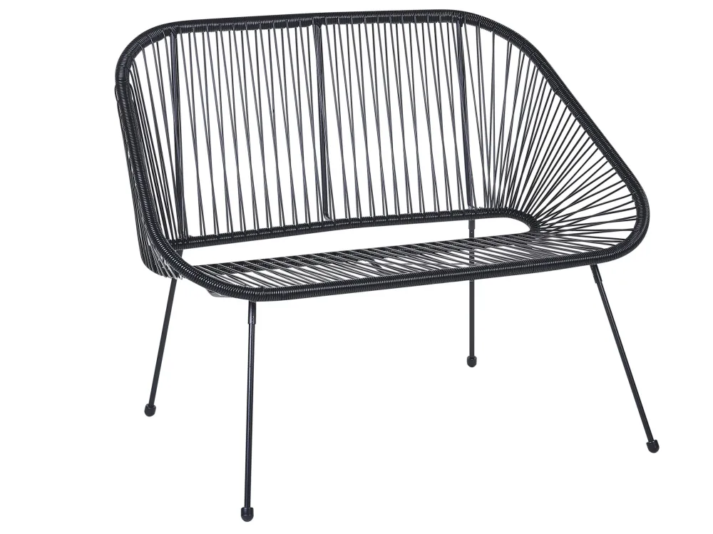 Garden Bench ACAPULCO PE Rattan Nero puro