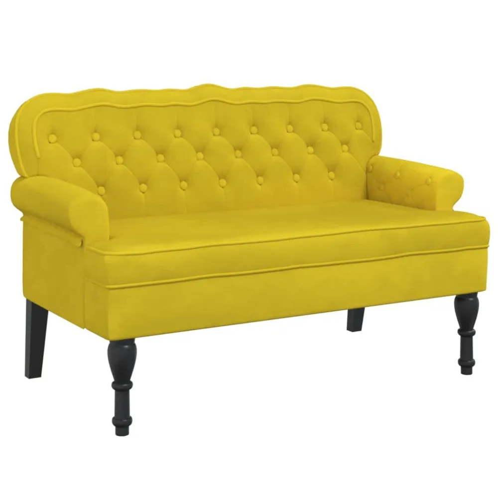 Panca con Schienale Gialla 119,5x64,5x75 cm Velluto