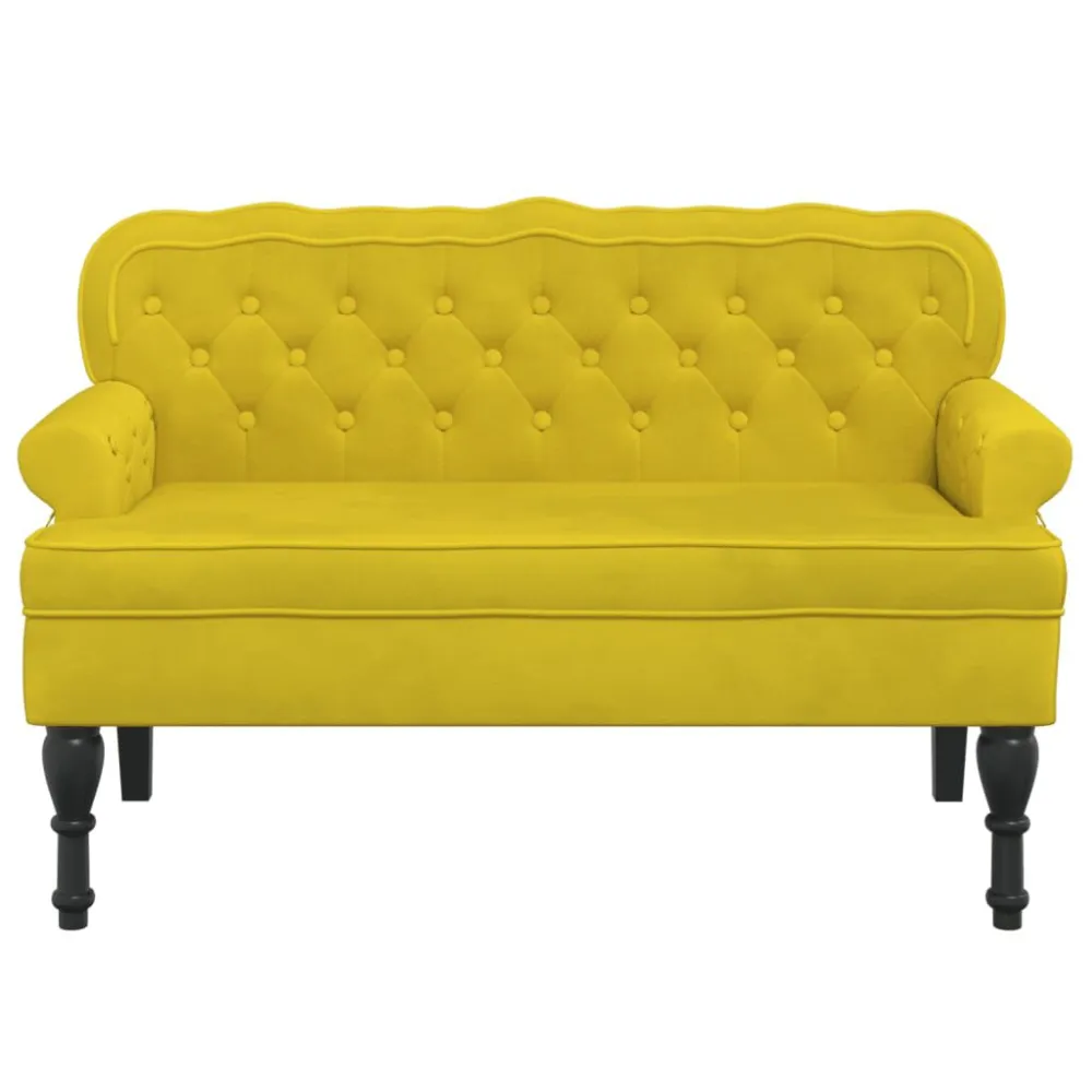 Panca con Schienale Gialla 119,5x64,5x75 cm Velluto